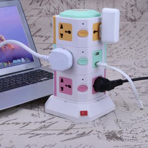 3 Layer Power Socket Universal Smart Electrical Socket Plugs 11 Outlet 2 USB Ports Surge Protector P