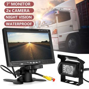 7 Inch LCD Liquid Crystal HD Car Monitor Wired Waterproof Night Vision Car Monitor Dual Camera with 