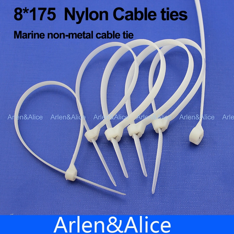 100pcs 8mm*175mm尼龍電纜綁帶不銹鋼板鎖著船容器與海洋非金屬