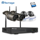 Techage 4CH 1080P無線NVR WIFI CCTV系統1MP 2MP圓頂室內室外IP攝像頭P2P視頻SECU