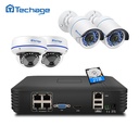 Techage 4CH 1080P POE NVR CCTV安全系統1080P 2MP IR室外圓頂室內POE IP攝像機P2P VI