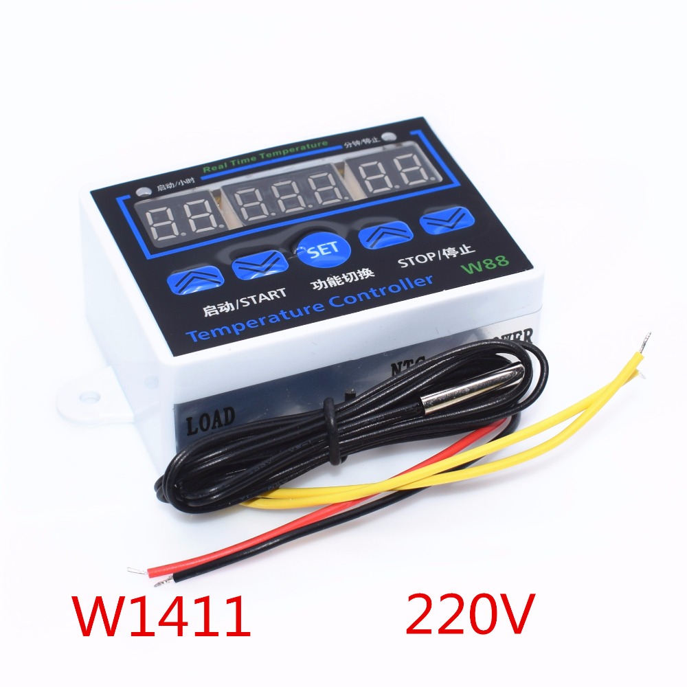 10pcs W1411智能電子LED數字溫度控制器AC 220V 10A XH-W1411 12V恆溫器