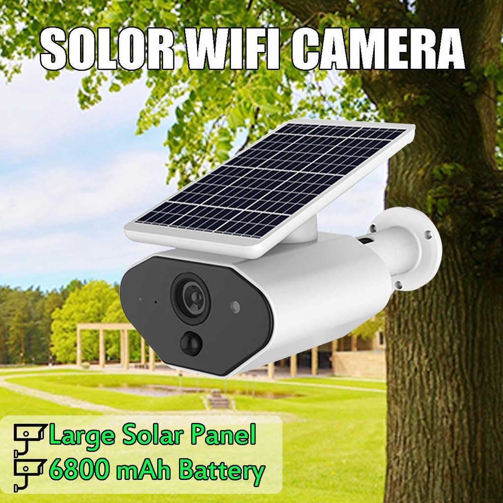 WiFi無線太陽能監視IP攝像頭1080p 2.0MP防水夜視對講機Indo Indo
