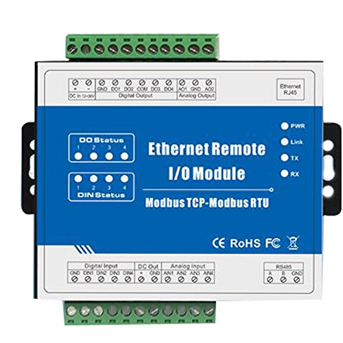 Modbus TCP以太網遙控IO模塊2數字輸入2數字輸出2模擬輸入M100T（幹聯繫DI）