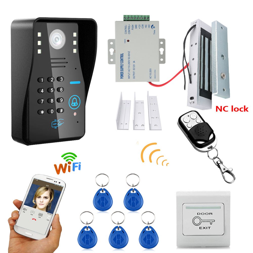 Mountainone防水720p無線WiFi RFID密碼視頻視頻門電話門鈴對講系統+1