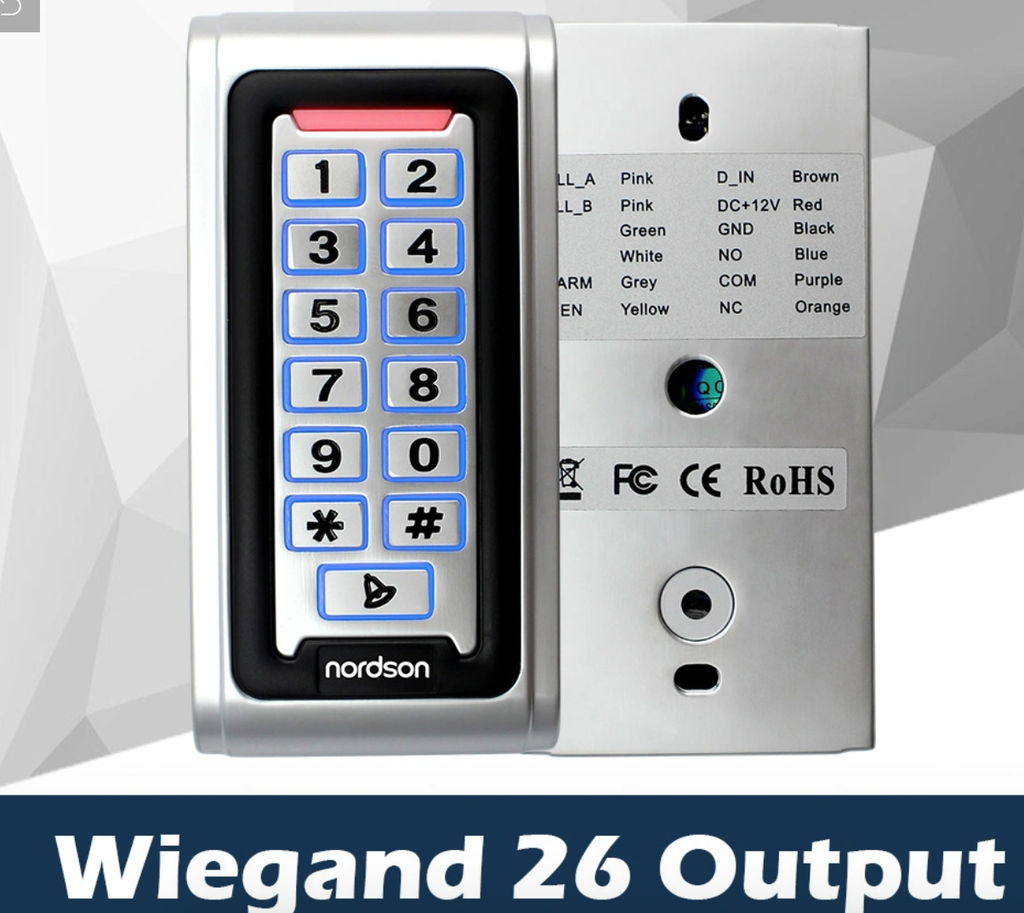防水IP68 Wiegand Ouput金屬單門RFID訪問控制帶有發光鍵盤