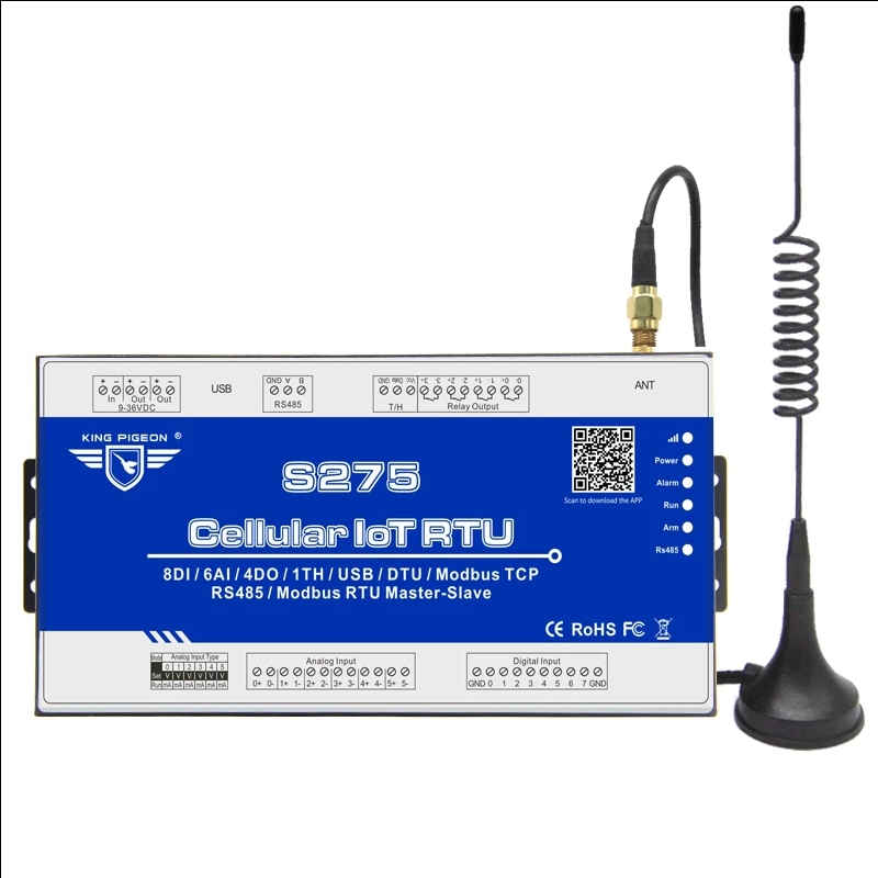 4G LTE蜂窩IoT網關警報設備工業RS485串行端口GSM GPRS GPRS Modbus RTU M2M M2M用於SCADA OPC SERVE S275