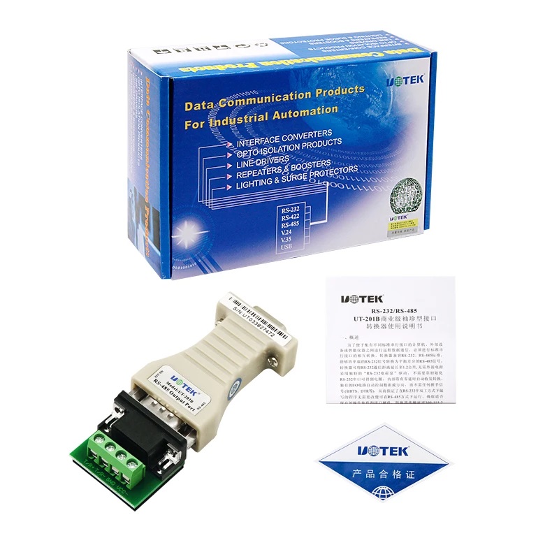 UTEK UT-201B RS232至RS485轉換器COM DB9工業級雙向傳輸1.2公里通信協議無需電力