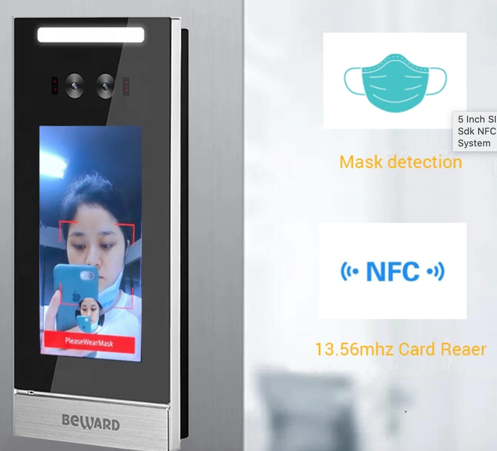 5英寸sip兩條聊天式讀取器免費API SDK NFC時間出勤門訪問控制系統
