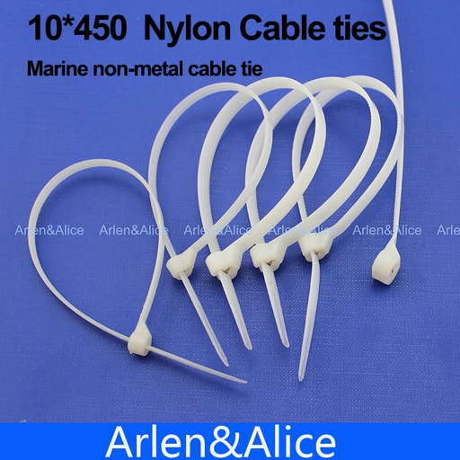 [1759578930-HK] 100pcs 10mm*450mm尼龍電纜綁帶不銹鋼板鎖定船船與海洋非Meta