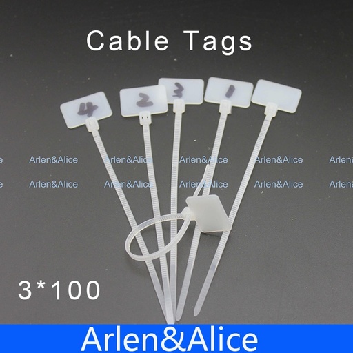 [32225480683-HK] 100pcs 3mm*100mm尼龍電纜綁帶標籤，用於以太網RJ45 RJ 12電源電纜標籤MAK