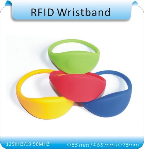 [32376905706-HK] 1 RFID讀取器+50pcs 7＃IP68防水矽膠125KHz EM4100 RFID腕帶/ RFID標籤手鐲