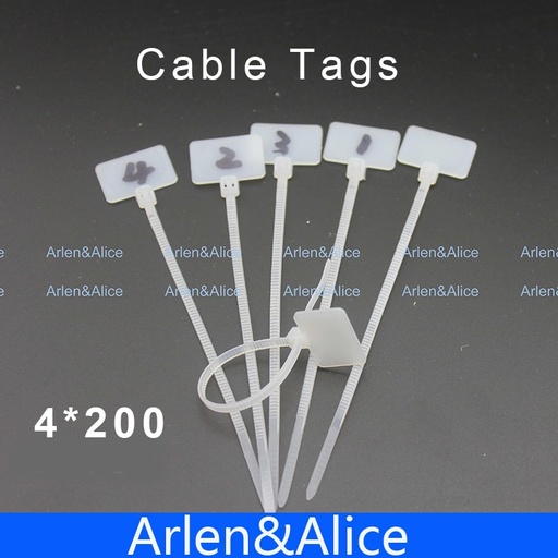 [32379865874-HK] 250pcs 4mm*200mm尼龍電纜綁帶標籤，用於以太網RJ45 RJ 12電源電纜標籤MAK