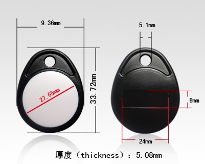 [32470183470-HK] 1000pcs 125KHz EM4100 ID RFID鍵fob，RFID標籤，RFID令牌用於訪問控制KF-06
