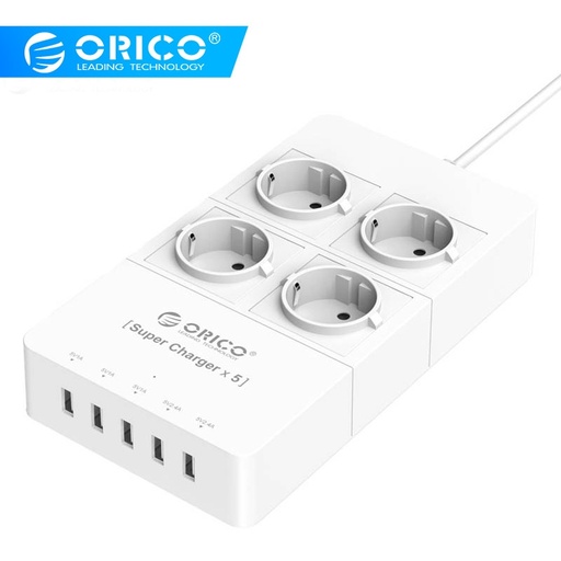 [32530252623-HK] ORICO HPC-4A5U UK/US/EU插頭電氣插座5 x 5v2.4a USB充電器端口，帶4個出口泡蛋