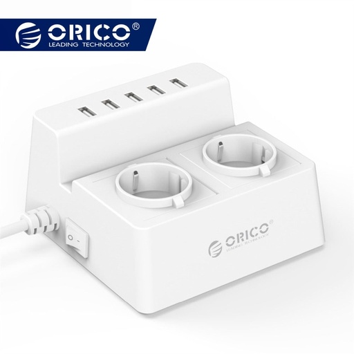 [32565175852-HK] ORICO ODC辦公室家2 AC插座電湧保護器歐盟電力條帶有5個端口USB充電器40W 1.50萬