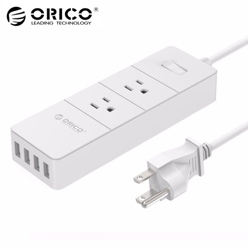 [32662816591-HK] Orico 2插座電力帶電湧保護器最大1250W，4個USB端口20W，以5英尺的功率COR建造