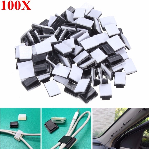 [32692698005-HK] 最新的100pcs黑色塑料電線矩形電纜固定夾夾夾自粘電纜夾舞會
