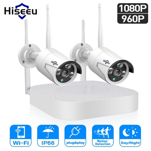 [32757669783-HK] hiseeu wifi家庭安全攝像機系統WiFi 4CH 1080p CCTV NVR套件2PCS 960P/1080P無線視頻S