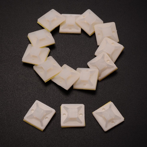 [32763633625-HK] 100pcs/pack白色自動粘連電纜線拉鍊扎架底座牆支架20*20mm
