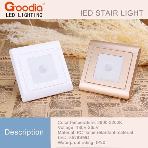 [32792848582-HK] 2pcs/lot PIR運動DET LIGHT SENSOR 86盒樓梯光線LED紅外人體感應燈退縮
