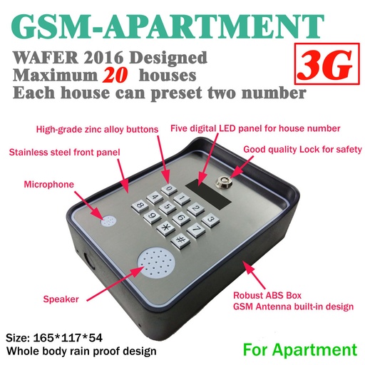 [32793701771-HK] 3G版本的嶄新代碼 /鍵槃無線GSM音頻門電話智能短信門鎖