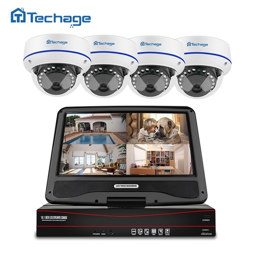 [32806085436-HK] Techage 8CH 1080P POE CCTV系統10.1“ LCD NVR試劑盒2MP室內室外圓頂防護IP攝像頭P2
