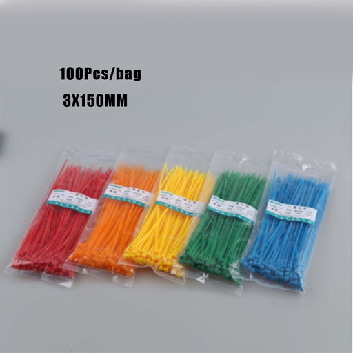 [32808435071-HK] 新到達100pcs/bag 3x150mm自鎖白色黑色紅色藍色黃色尼龍線電纜拉鍊紮帶CA
