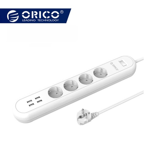 [32829247527-HK] ORICO智能USB電源套筒歐盟插頭插頭超載開關電湧保護器4帶有USB充電器的插座