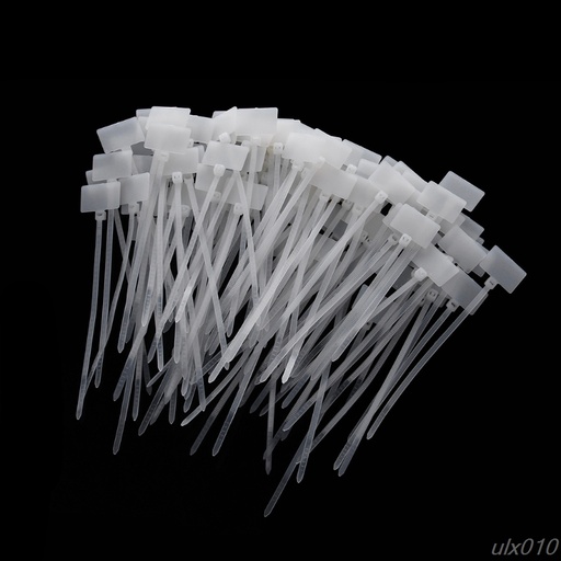[32838322882-HK] 100pcs白色塑料尼龍標記標籤標籤貼紙紮帶2mm x 110mm S08降船
