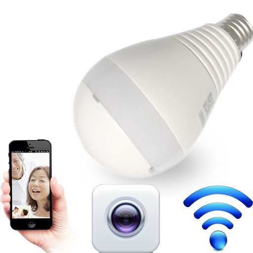 [32838652178-HK] LED燈泡燈帶有360度WiFi攝像頭全景無線全景監視安全工具h