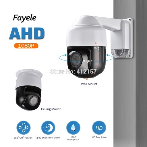 [32842063619-HK] 室外CCTV安全性AHD 1080P PTZ相機全高清2MP 3“迷你尺寸4x Zoom 2.8-12mm IR自動焦點U