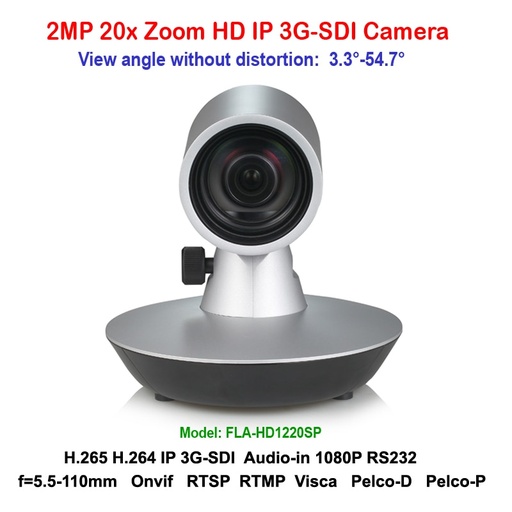 [32858183108-HK] H.265 2MP 20X ZOOM 3G-SDI IP MINI視頻會議攝像機支持RTSP RTMP VISCA PELCO協議