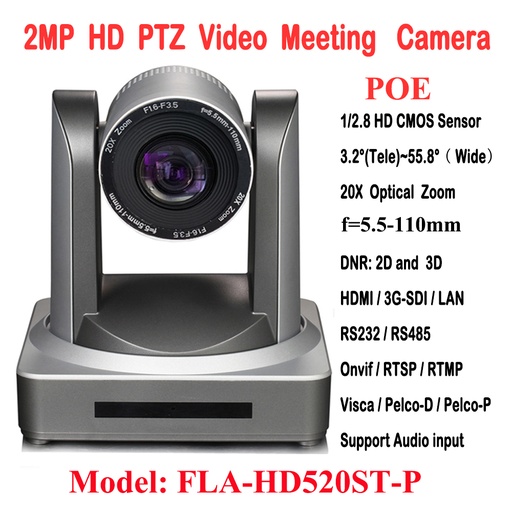 [32885114345-HK] 2MP 1080P60/50 ptz IP流式POE攝像機VISCA PELCO 20X光學變焦三腳架與Syultaneo