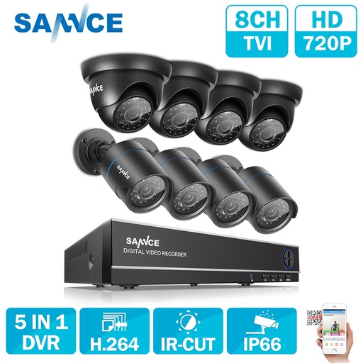 [32922814935-HK] Sannce 8CH CCTV攝像機系統AHD CCTV DVR 8PCS 1MP IR戶外安全攝像機720P 1200 TVL攝像機
