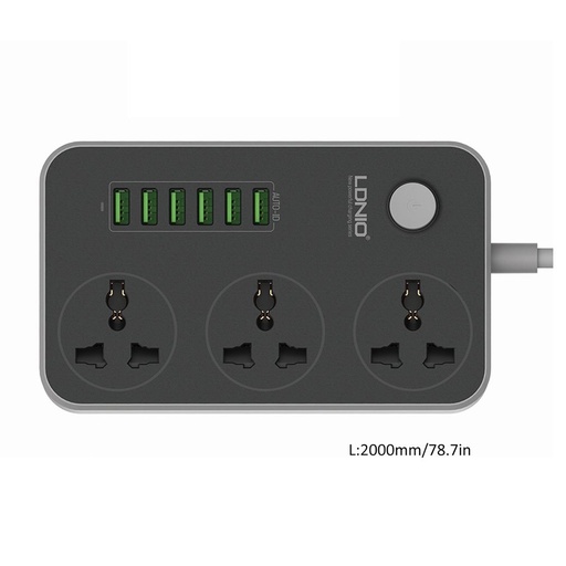 [32947477654-HK] 3個插座+6 USB端口USB電源智能家居套筒電湧保護器快速充電家庭擴展