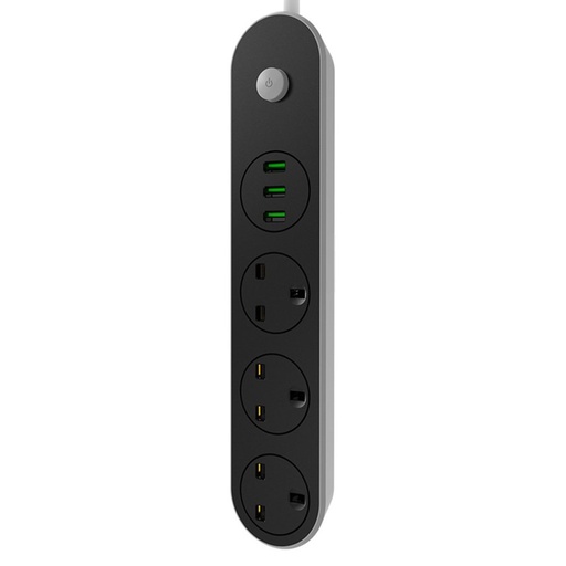 [32947525120-HK] 新的3個插座+3 USB端口電子電源智能插座電湧保護器快速充電家庭ext