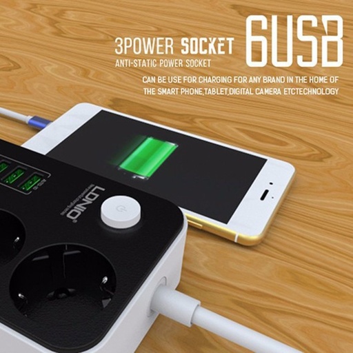 [32949842300-HK] 3個插座6 USB端口USB電子電源智能Home插座電湧保護器快速向HOM充電HOM