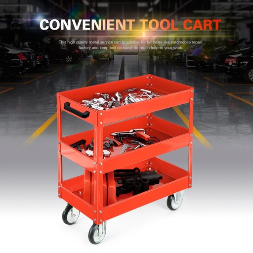 [32955751361-HK] 3層貨架重型車間車庫DIY工具存儲手推車車輪車托盤持有h