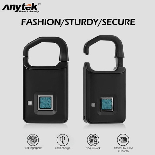 [32965350294-HK] Anytek P4 USB可充電智能指紋鎖無鑰匙指紋解鎖防盜安全墊