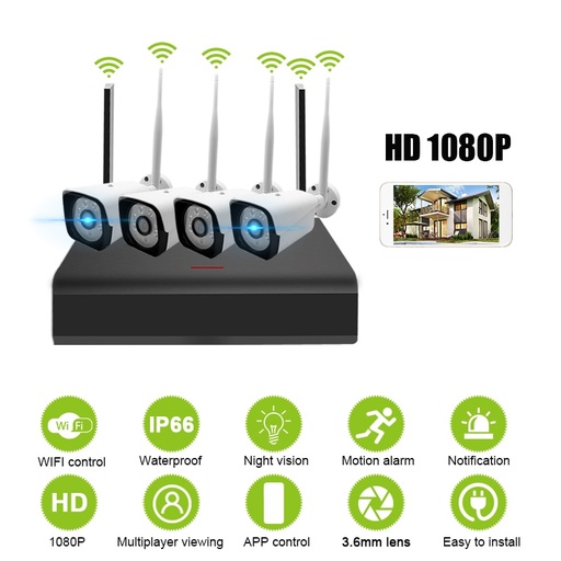 [32967575937-HK] 1080p室外CCTV WiFi攝像機無線CCTV系統安全攝像機4CH NVR IP IR-CUT IP安全系統