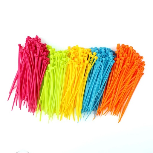 [32968073222-HK] 100pcs/pack合同彩色實用的混合顏色塑料電纜綁帶102mm x 2mm Zip Tie Cab