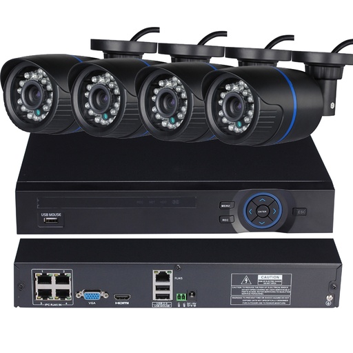 [AL4NVR1080POE-HK] 4CH Full-HD 1080P 15V POE NVR 4pcs 720P 960P 1080P Bullte 12V POE Camera POE NVR Kit Home Security IP Camera System