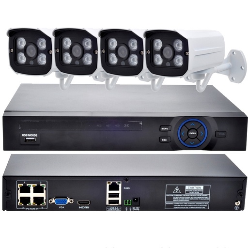 [GD1080NVR4IP2MPPOE-HK] POE 2MP Network Surveillance Camera System Kit 4CH 1080P Full HD 15V POE NVR 4Pcs 2MP HD IP Cameras Outdoor ONVIF Set