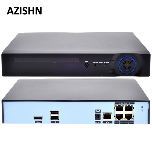 [N7604POE-HK] Azishn 48V POE 4CH 5MP/4MP H.265 H.264 POE NVR DVR CCTV系統ONVIF實時網絡HI3798M
