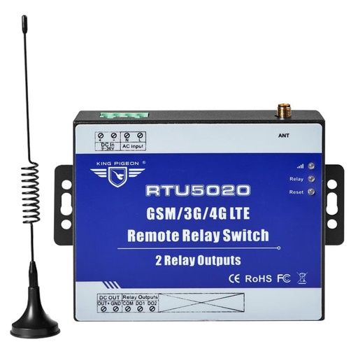 [RTU5020-HK] 無線繼電器開關3G 4G SMS遙控器，帶2個繼電器輸出，用於街道光自動化c