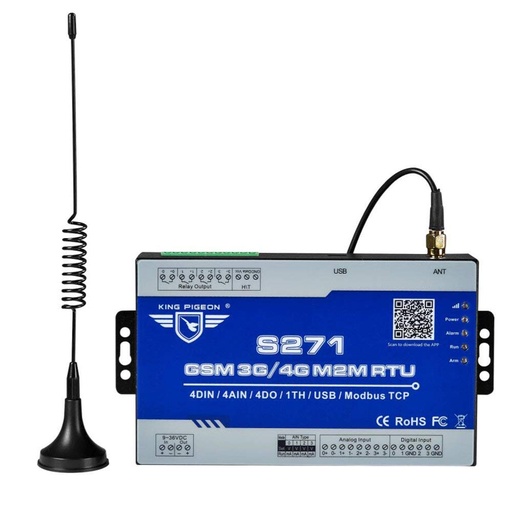 [S271-HK] 國王鴿子3G M2M RTU SMS警報控制器實時監視器系統用於PLC冰箱塔起重機計時器開關S271