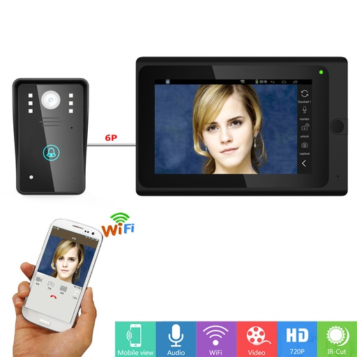 [SY806MJ-HK] 7英寸無線WiFi IP視頻門電話門鈴對講系統Android iOS
