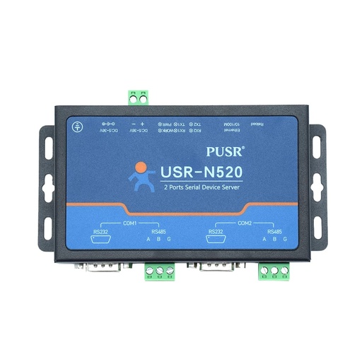 [USR-N520-HK] 工業雙序列端口RS232 RS485到以太網轉換器服務器IoT設備USR-N520支持Modbus RTU到TCP