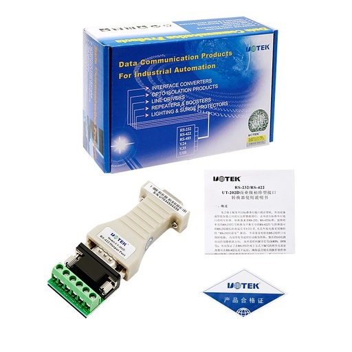 [UT-202D-HK] UTEK UT-202D被動RS232至RS422轉換器RS422至9PIN串行端口雙向通信距離1.2公里